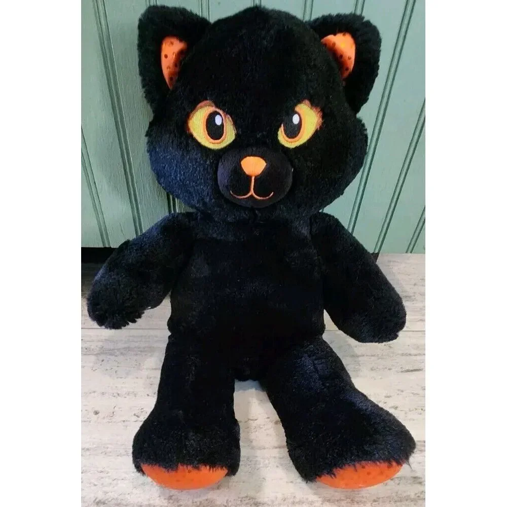 Build A Bear Midnight Sparkle Black Orange Cat Glow In Dark Eyes
